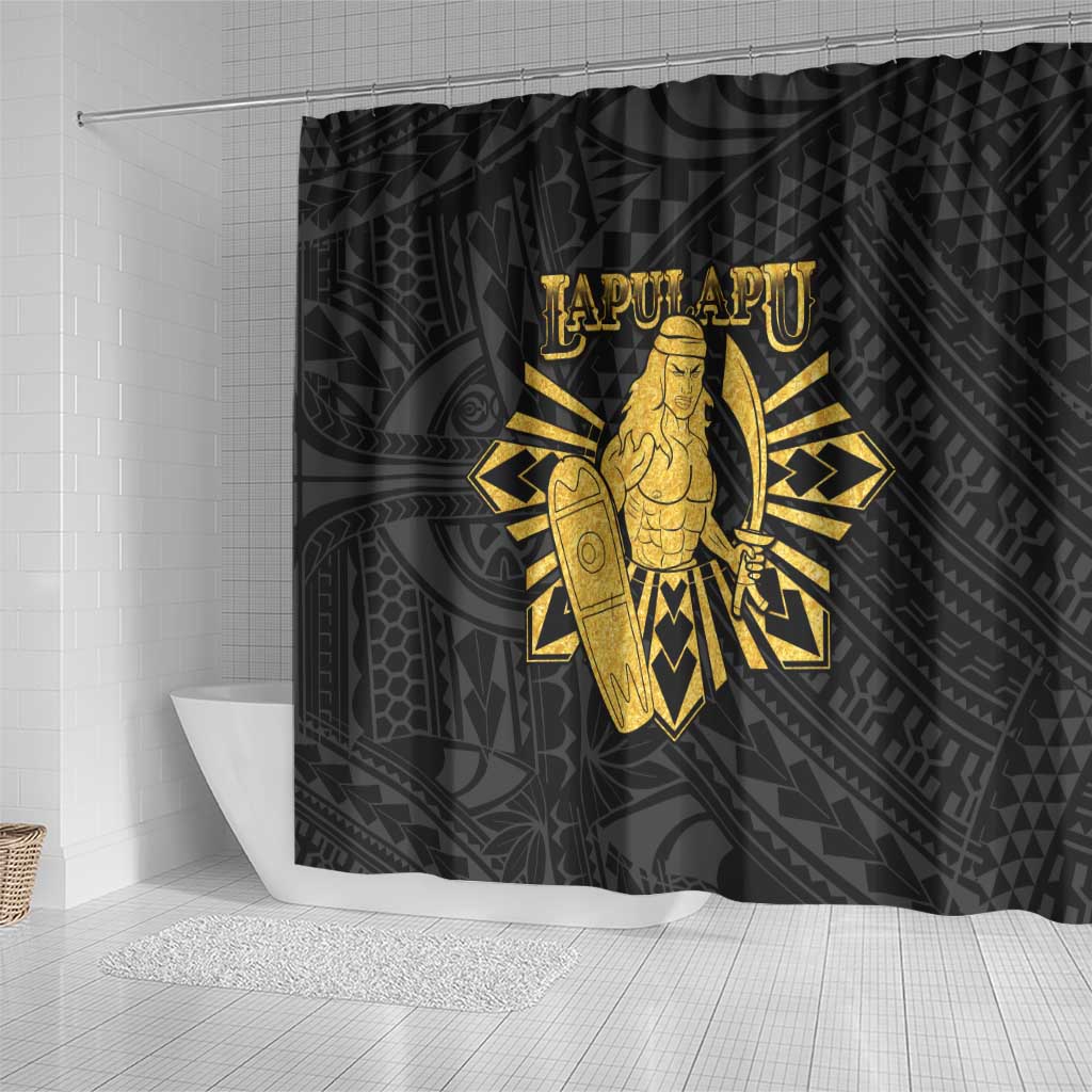 Philippines Tribal Shower Curtain King Lapu Lapu Gold Version LT05 - Polynesian Pride