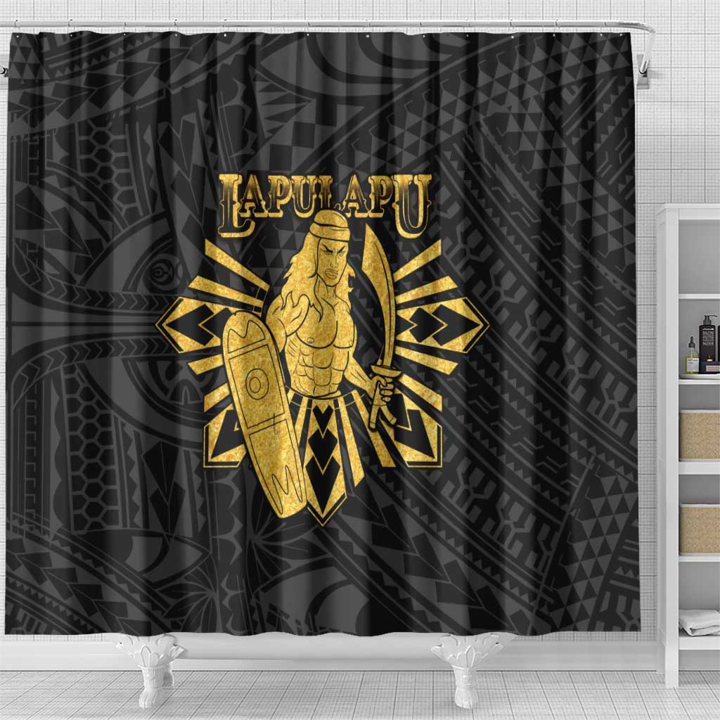 Philippines Tribal Shower Curtain King Lapu Lapu Gold Version LT05 - Polynesian Pride