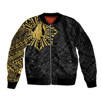 Philippines Tribal Sleeve Zip Bomber Jacket King Lapu Lapu Gold Version LT05 Unisex Gold - Polynesian Pride
