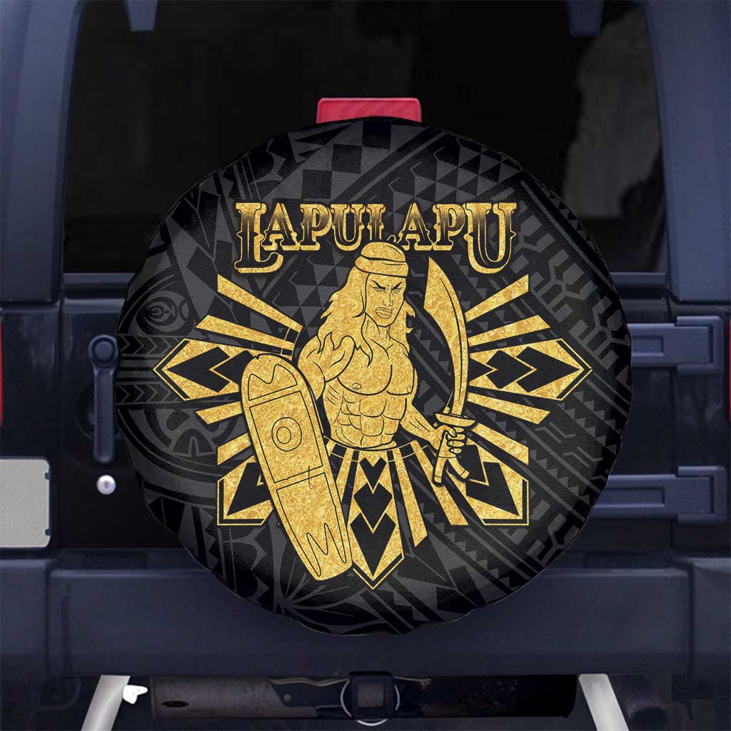 Philippines Tribal Spare Tire Cover King Lapu Lapu Gold Version LT05 No hole Gold - Polynesian Pride