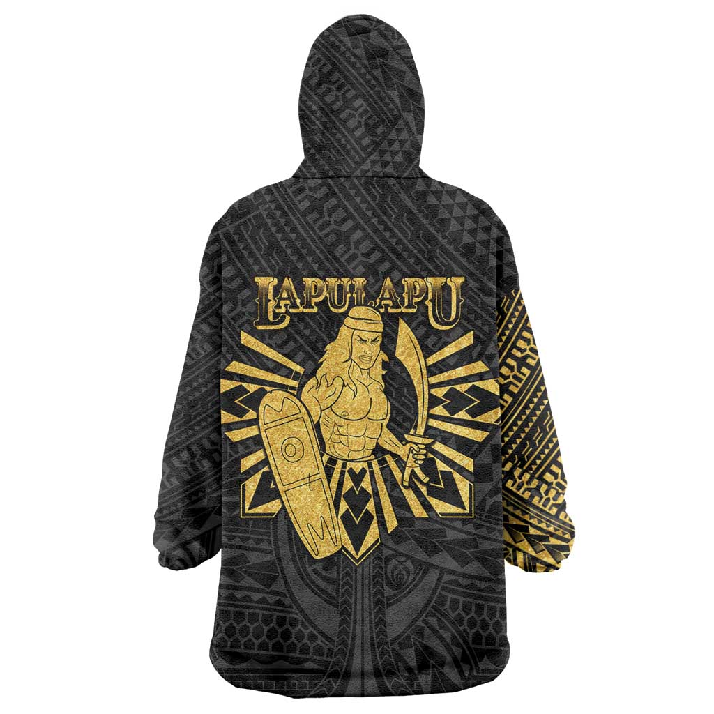 Philippines Tribal Wearable Blanket Hoodie King Lapu Lapu Gold Version
