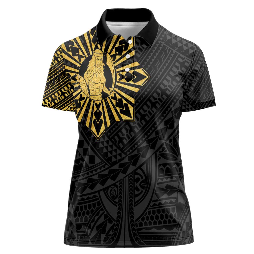 Philippines Tribal Women Polo Shirt King Lapu Lapu Gold Version