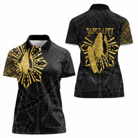 Philippines Tribal Women Polo Shirt King Lapu Lapu Gold Version