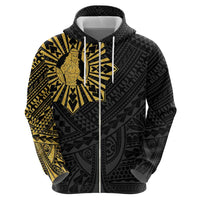 Philippines Tribal Zip Hoodie King Lapu Lapu Gold Version LT05 - Polynesian Pride