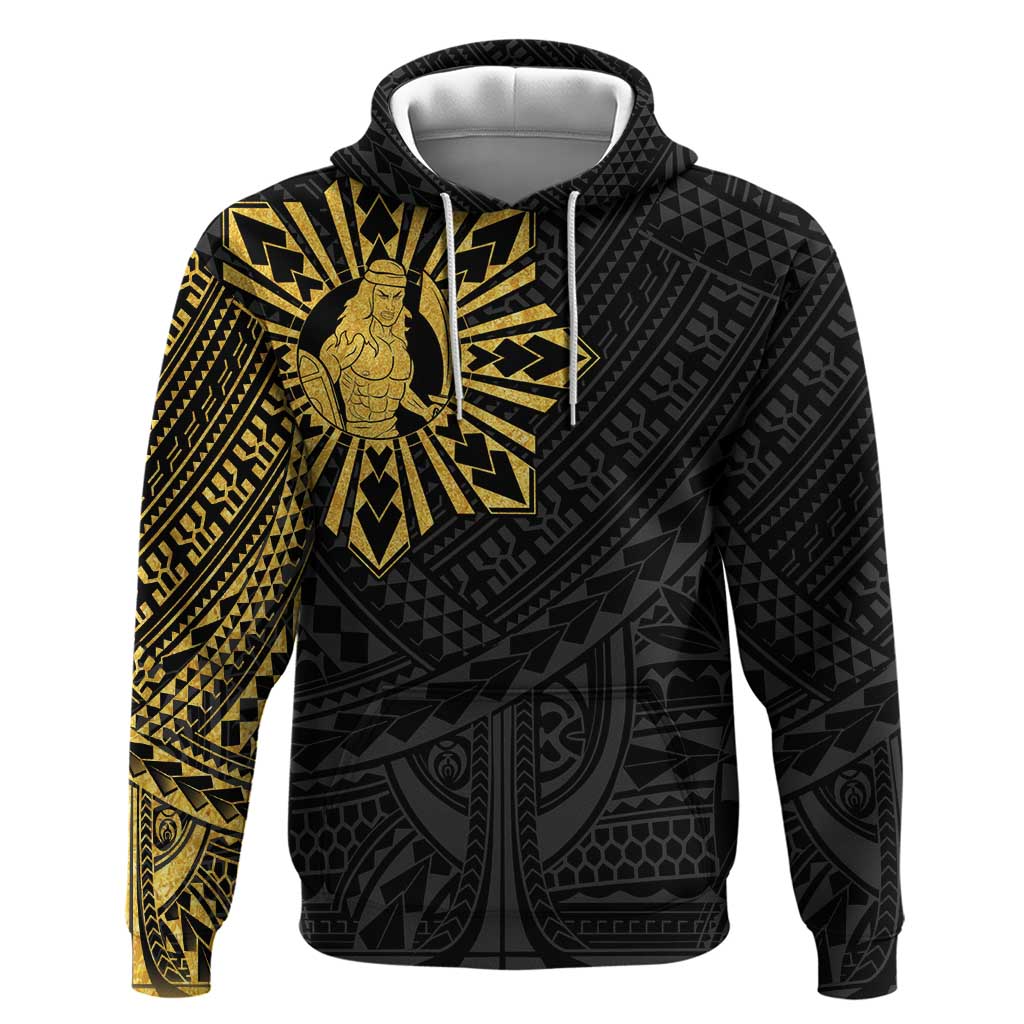 Philippines Tribal Zip Hoodie King Lapu Lapu Gold Version LT05 Pullover Hoodie Gold - Polynesian Pride