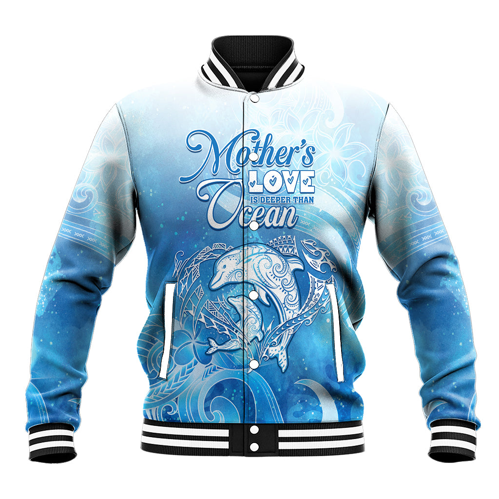 Mother's Love Is Deeper Than Ocean Baseball Jacket Polynesian Style LT05 Unisex Blue - Polynesian Pride