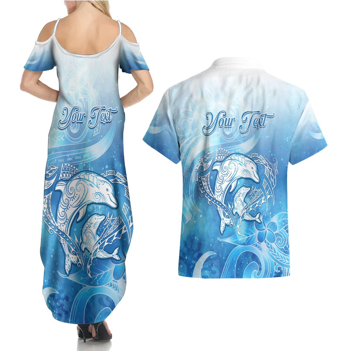 Mother's Love Is Deeper Than Ocean Couples Matching Summer Maxi Dress and Hawaiian Shirt Polynesian Style