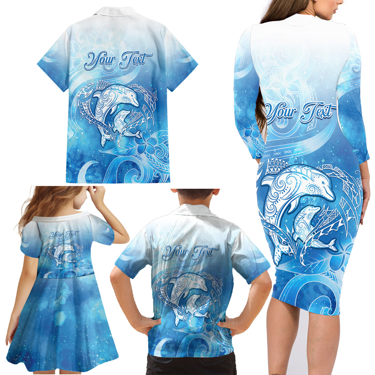 Mother's Love Is Deeper Than Ocean Family Matching Long Sleeve Bodycon Dress and Hawaiian Shirt Polynesian Style