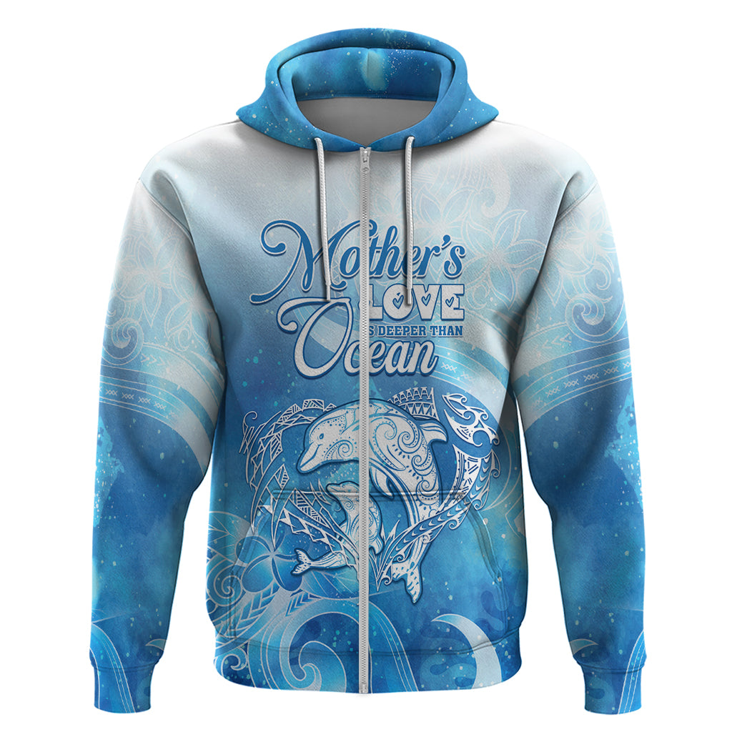 Mother's Love Is Deeper Than Ocean Hoodie Polynesian Style LT05 Zip Hoodie Blue - Polynesian Pride