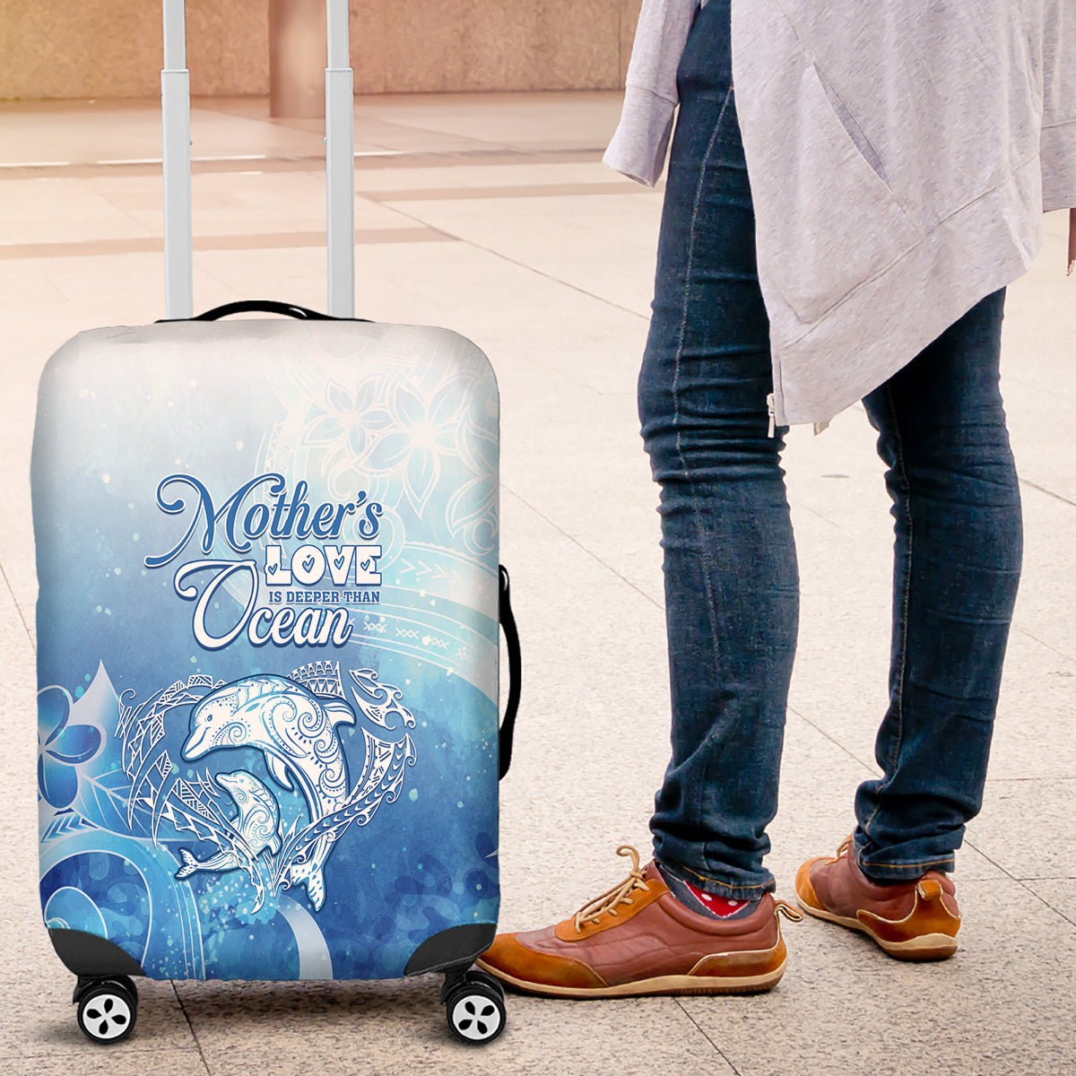 Mother's Love Is Deeper Than Ocean Luggage Cover Polynesian Style LT05 Blue - Polynesian Pride