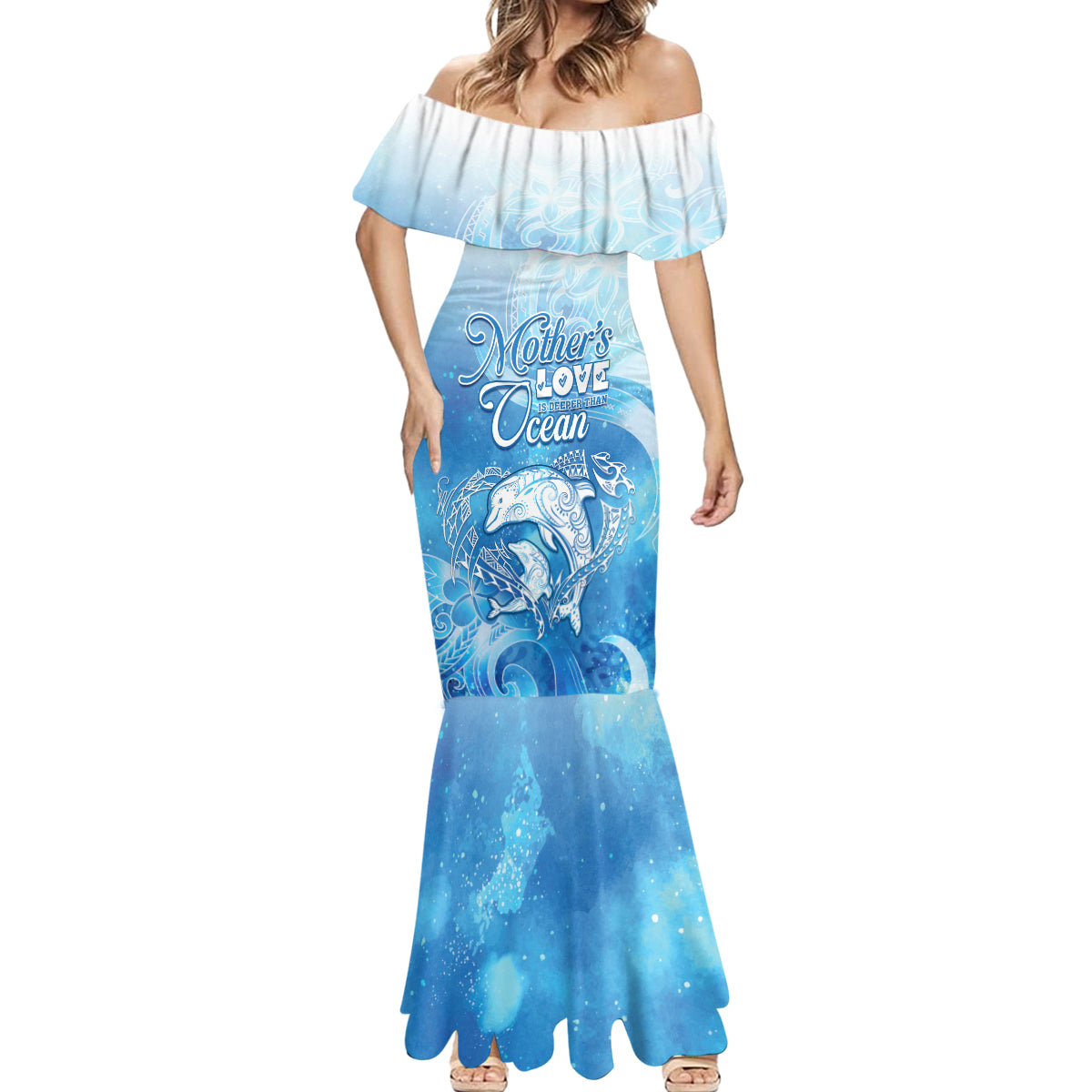 Mother's Love Is Deeper Than Ocean Mermaid Dress Polynesian Style