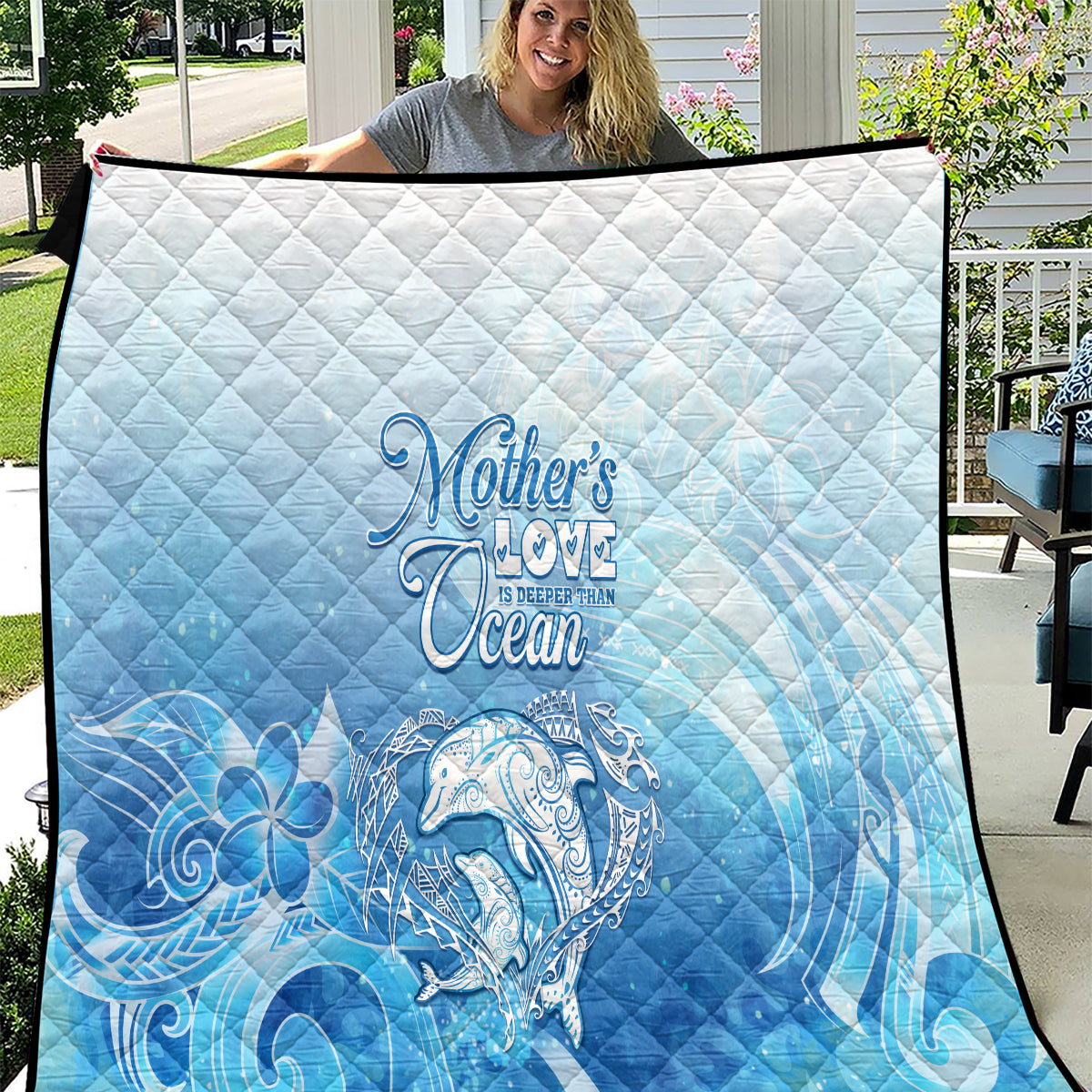 Mother's Love Is Deeper Than Ocean Quilt Polynesian Style LT05 Blue - Polynesian Pride