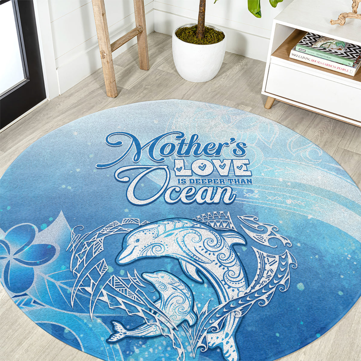 Mother's Love Is Deeper Than Ocean Round Carpet Polynesian Style