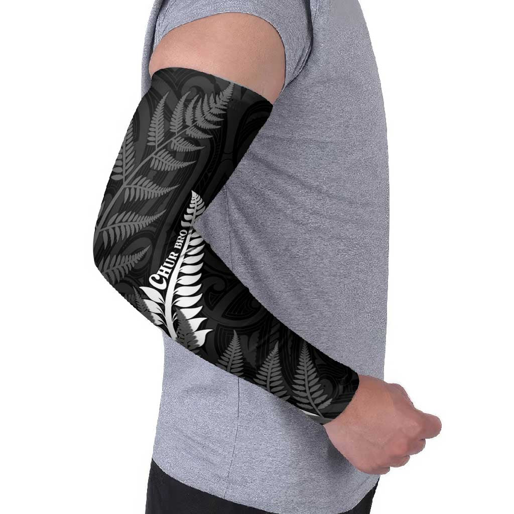 Personalised New Zealand Chur Bro Arm Sleeves Maori Koru With Silver Fern LT05 - Polynesian Pride