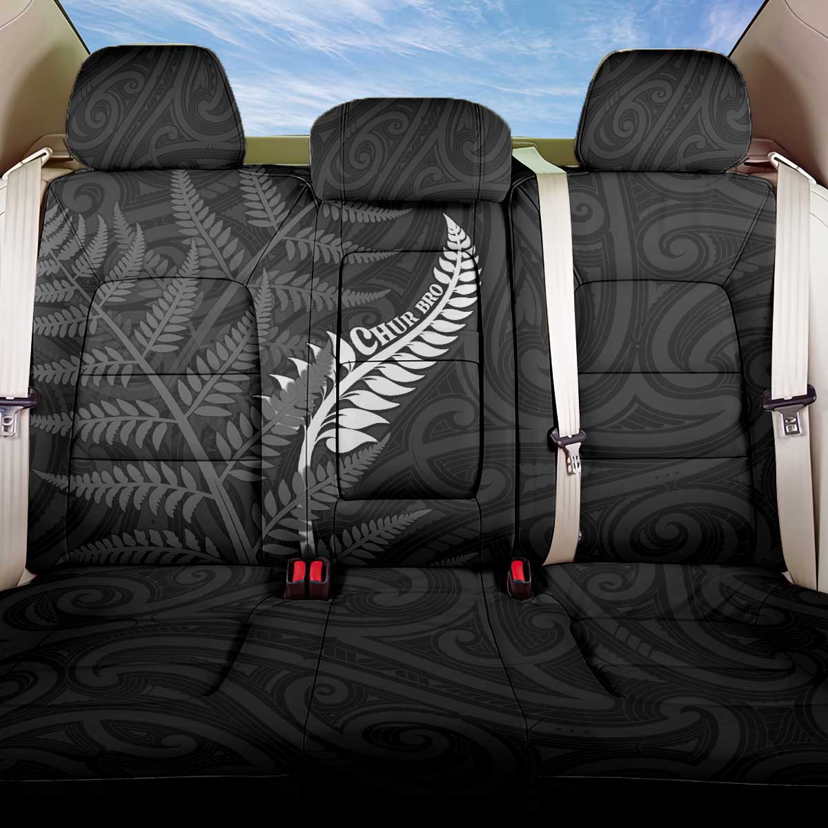 New Zealand Chur Bro Back Car Seat Cover Maori Koru With Silver Fern