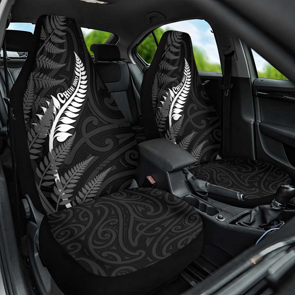 New Zealand Chur Bro Car Seat Cover Maori Koru With Silver Fern
