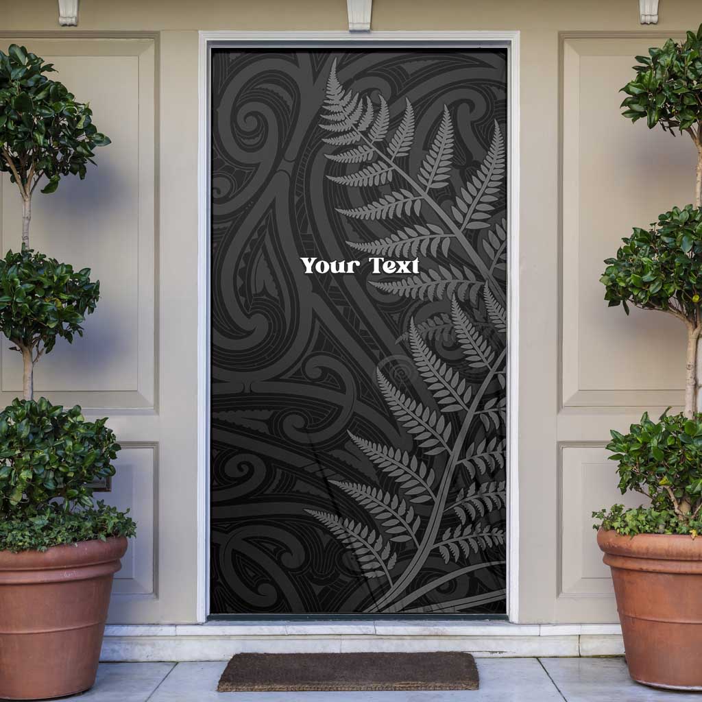 Personalised New Zealand Chur Bro Door Cover Maori Koru With Silver Fern