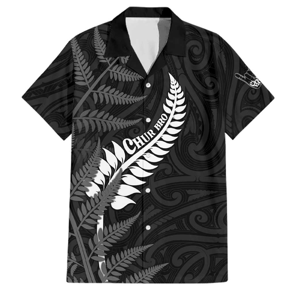 Personalised New Zealand Chur Bro Family Matching Off Shoulder Short Dress and Hawaiian Shirt Maori Koru With Silver Fern