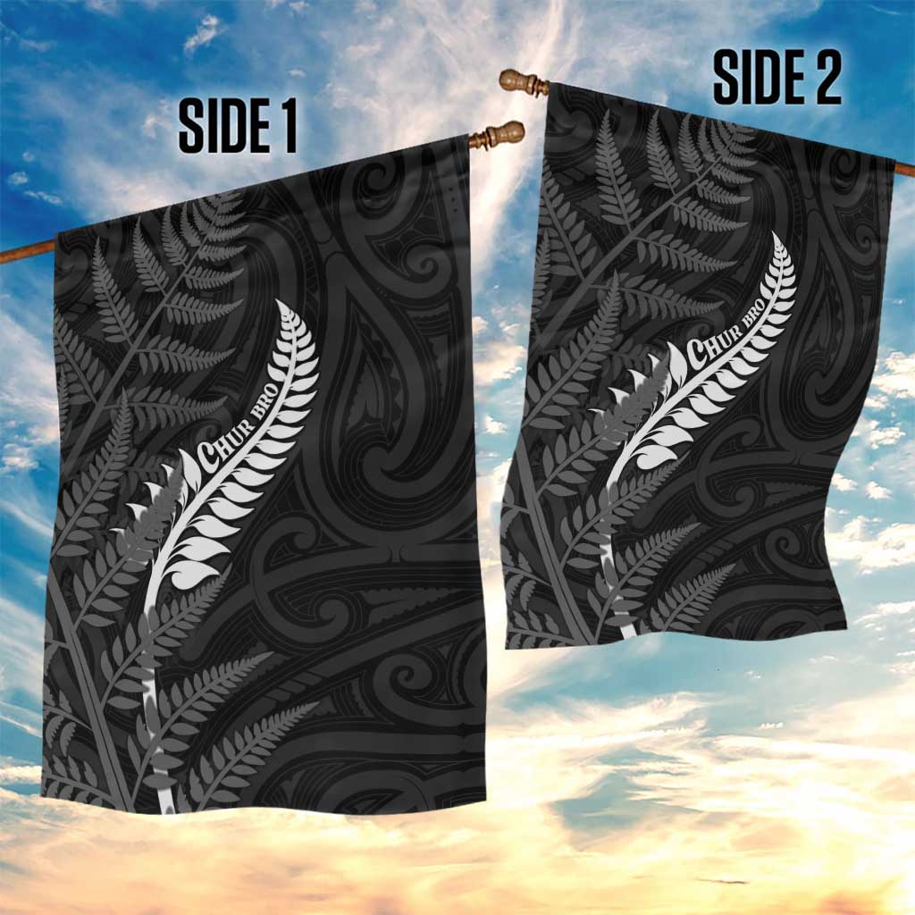 New Zealand Chur Bro Garden Flag Maori Koru With Silver Fern