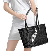 New Zealand Chur Bro Leather Tote Bag Maori Koru With Silver Fern LT05 - Polynesian Pride