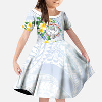 Northern Mariana Islands Chamorro Family Matching Off Shoulder Maxi Dress and Hawaiian Shirt Plumeria Curves Style White Version