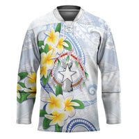 Northern Mariana Islands Chamorro Hockey Jersey Plumeria Curves Style White Version