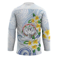 Northern Mariana Islands Chamorro Hockey Jersey Plumeria Curves Style White Version