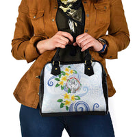 Northern Mariana Islands Chamorro Shoulder Handbag Plumeria Curves Style White Version