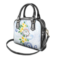 Northern Mariana Islands Chamorro Shoulder Handbag Plumeria Curves Style White Version