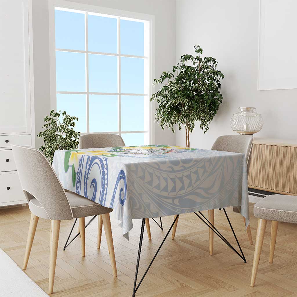 Northern Mariana Islands Chamorro Tablecloth Plumeria Curves Style White Version LT05 - Polynesian Pride