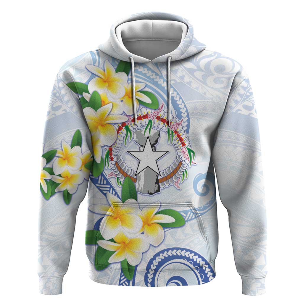 Northern Mariana Islands Chamorro Zip Hoodie Plumeria Curves Style White Version