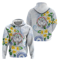 Northern Mariana Islands Chamorro Zip Hoodie Plumeria Curves Style White Version