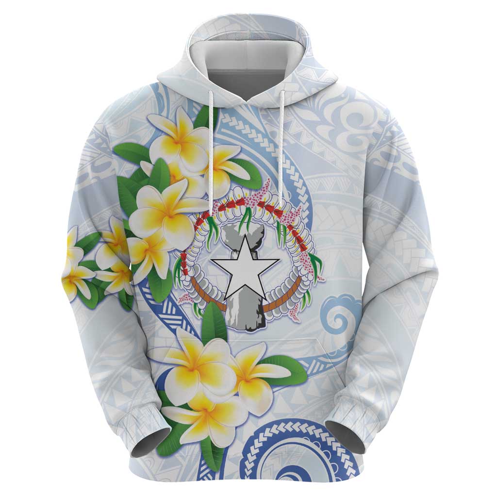 Northern Mariana Islands Chamorro Zip Hoodie Plumeria Curves Style White Version