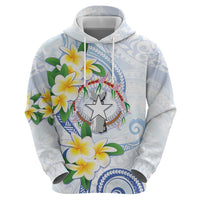 Northern Mariana Islands Chamorro Zip Hoodie Plumeria Curves Style White Version