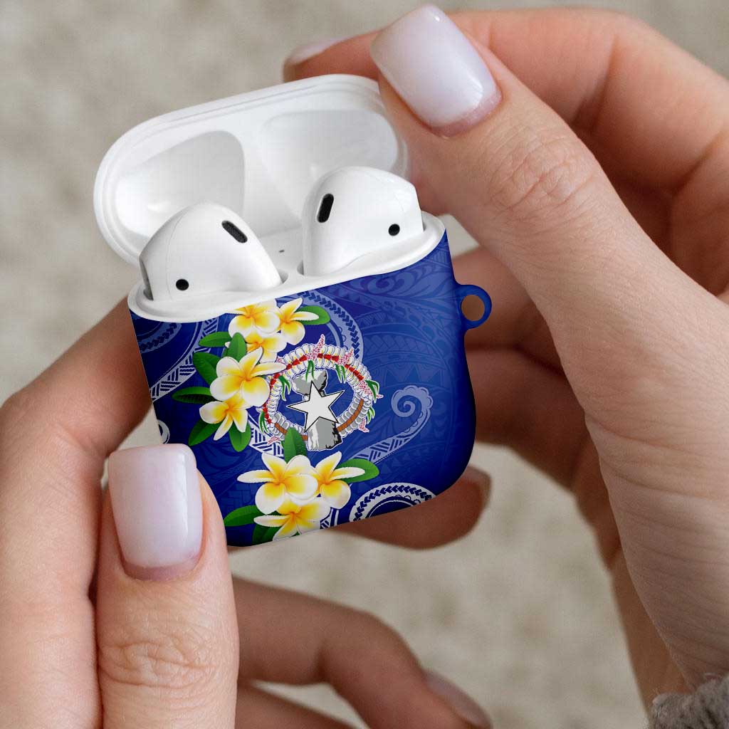 Northern Mariana Islands Chamorro AirPods Case Plumeria Curves Style Navy Version LT05 - Polynesian Pride