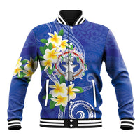 Northern Mariana Islands Chamorro Baseball Jacket Plumeria Curves Style Navy Version LT05 Unisex Navy - Polynesian Pride