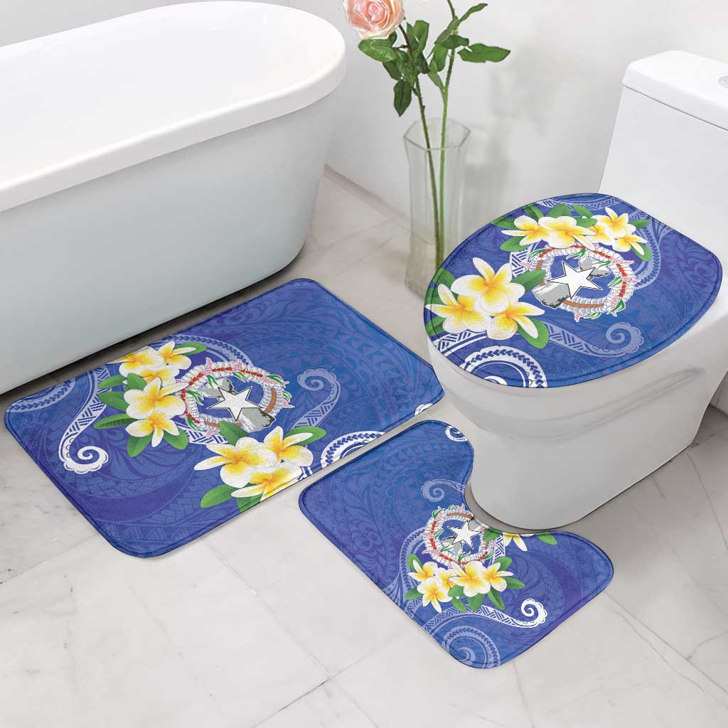 Northern Mariana Islands Chamorro Bathroom Set Plumeria Curves Style Navy Version