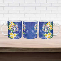 Northern Mariana Islands Chamorro Ceramic Mug Plumeria Curves Style Navy Version