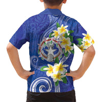 Northern Mariana Islands Chamorro Family Matching Mermaid Dress and Hawaiian Shirt Plumeria Curves Style Navy Version LT05 - Polynesian Pride