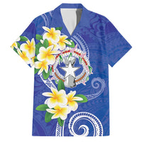 Northern Mariana Islands Chamorro Family Matching Mermaid Dress and Hawaiian Shirt Plumeria Curves Style Navy Version LT05 Dad's Shirt - Short Sleeve Navy - Polynesian Pride