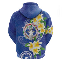 Northern Mariana Islands Chamorro Hoodie Plumeria Curves Style Navy Version