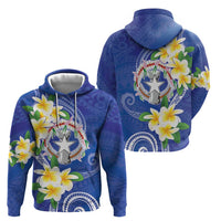 Northern Mariana Islands Chamorro Hoodie Plumeria Curves Style Navy Version