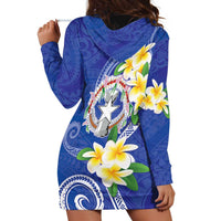 Northern Mariana Islands Chamorro Hoodie Dress Plumeria Curves Style Navy Version LT05 - Polynesian Pride