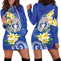 Northern Mariana Islands Chamorro Hoodie Dress Plumeria Curves Style Navy Version LT05 - Polynesian Pride
