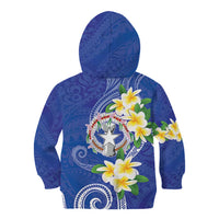 Northern Mariana Islands Chamorro Kid Hoodie Plumeria Curves Style Navy Version LT05 - Polynesian Pride