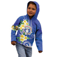 Northern Mariana Islands Chamorro Kid Hoodie Plumeria Curves Style Navy Version LT05 - Polynesian Pride