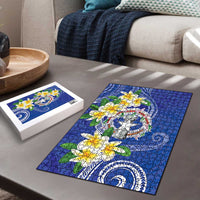 Northern Mariana Islands Chamorro Puzzle Plumeria Curves Style Navy Version LT05 - Polynesian Pride