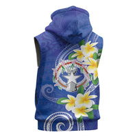 Northern Mariana Islands Chamorro Sleeveless Hoodie Plumeria Curves Style Navy Version