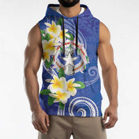 Northern Mariana Islands Chamorro Sleeveless Hoodie Plumeria Curves Style Navy Version