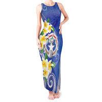 Northern Mariana Islands Chamorro Tank Maxi Dress Plumeria Curves Style Navy Version LT05 Women Navy - Polynesian Pride